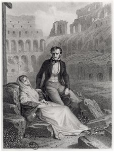 Francois Rene (1768-1848) Vicomte de Chateaubriand und Pauline de Beaumont in den Ruinen des Kolosseums, Illustration aus 